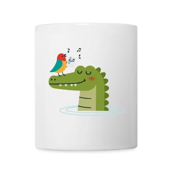 Oiseau chanteur sur crocodile – Harmonie animale - Mug blanc - blanc - Devant