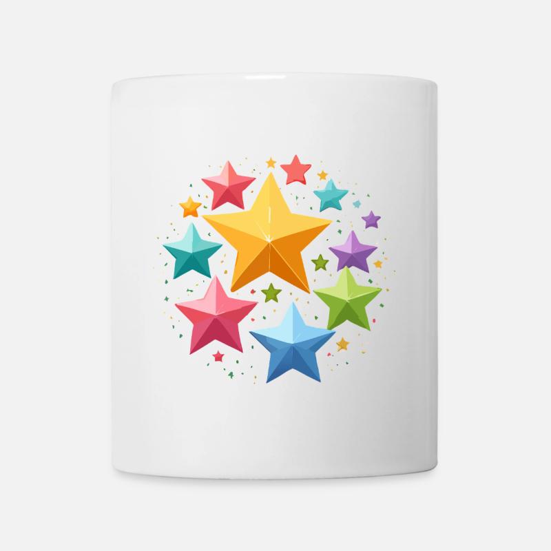 bunte sterne, glitzern,sterne,stern - Tasse - Weiß