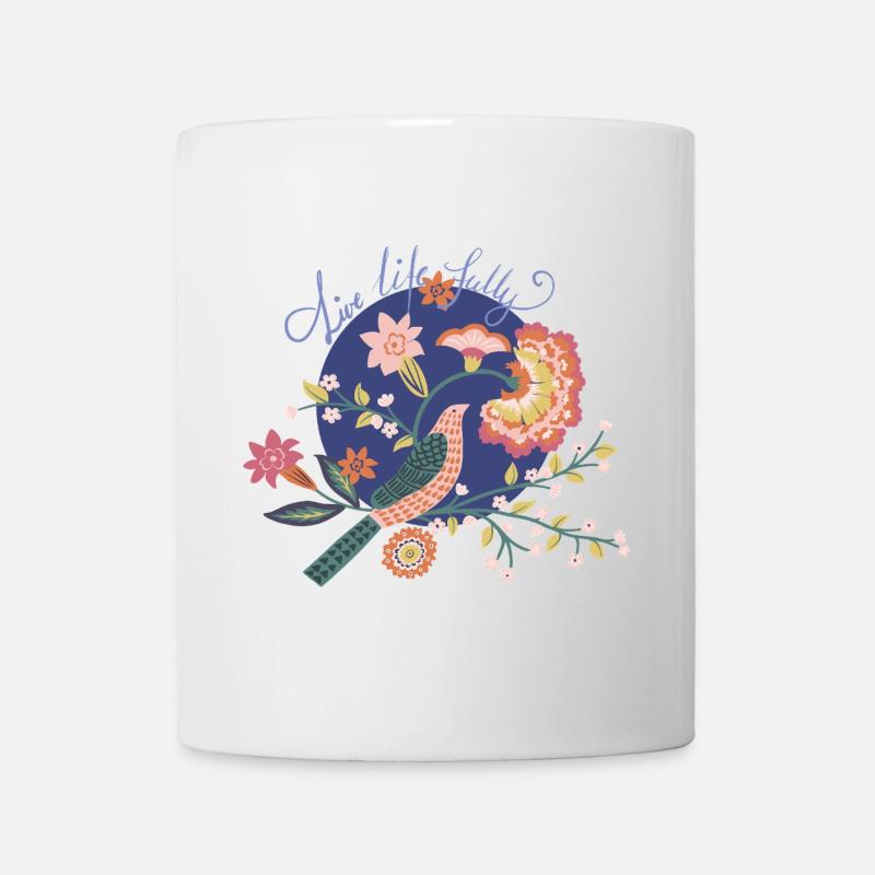 Live Life Fully -- Florale Affirmationen - Tasse - Weiß