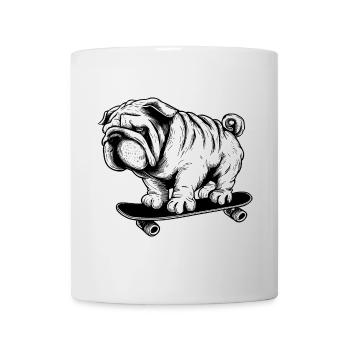 Mops Hund Skateboarder Street Art Zeichnung - Tasse - Weiß - Vorne