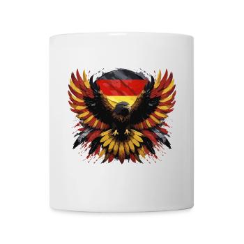deutscher Adler Schwarz Rot Gold Flagge Adlerkopf - Tasse - Weiß - Vorne