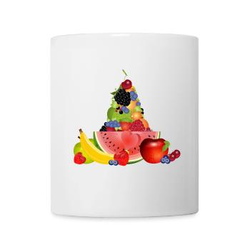 Bunte Früchtepyramide mit Wassermelone - Tasse - Weiß - Vorne