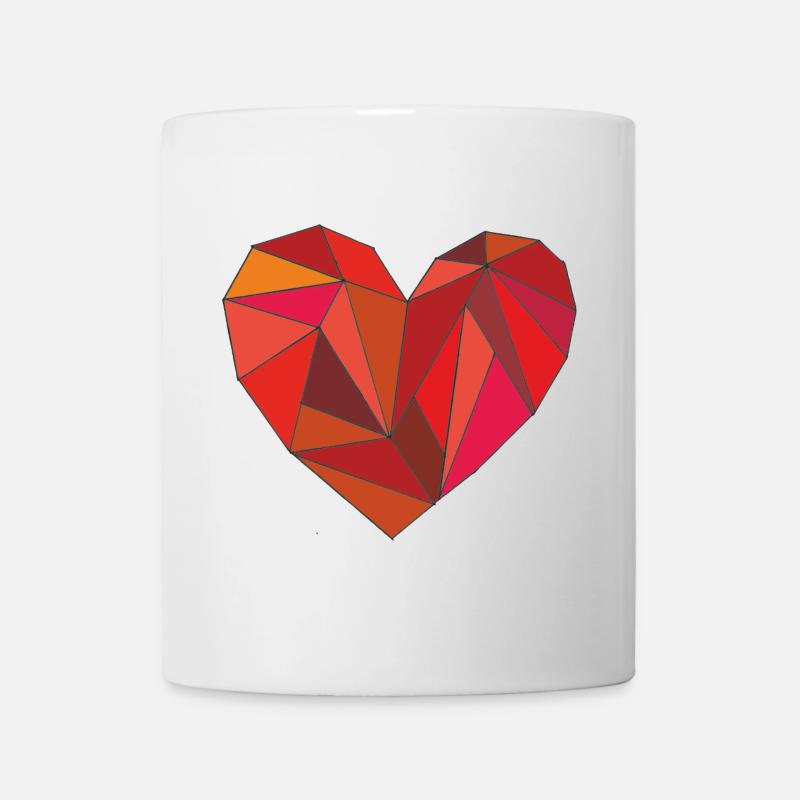 Geometric heart in a warm colour mix - Mug - white