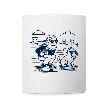 Stay Chill Hipster Skater with Dog - Mug - white - Front