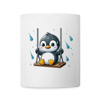 Kawaii Penguin Introvert Emotional Vibes Rain - Mug - white - Front