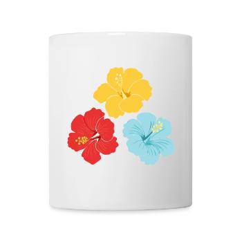 Hibiskus Trio – Knallige Farben mit Outlines - Tasse - Weiß - Vorne
