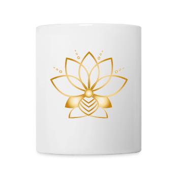 Symbole fleur stylisée dorée minimaliste - Mug blanc - blanc - Devant