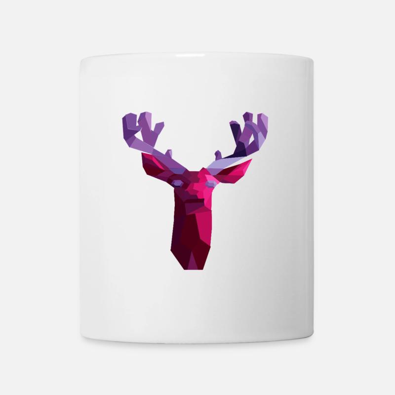 Red geometric deer with amethyst horns - Mug - white