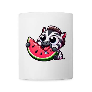 Süßer Cartoon Zebra Wassermelone Sommerfrucht - Tasse - Weiß - Vorne