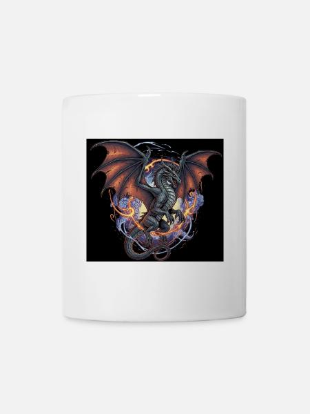 Drachenkampf mit Feuerhimmel - Tasse - Weiß