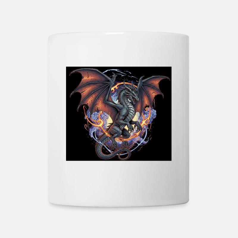 Drachenkampf mit Feuerhimmel - Tasse - Weiß