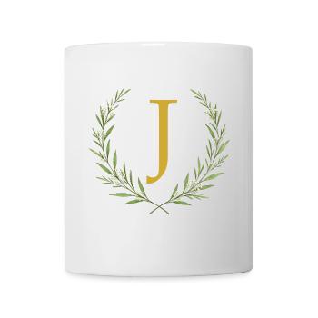 J Monogram, Eucalyptus Wreath, Personalizable - Mug - white - Front