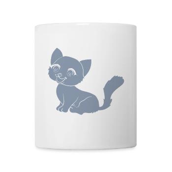 Cute Cat Cartoon Silhouette Minimalist - Mug - white - Front