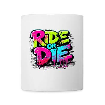 Vibrant skateboard motif with colour explosion - Mug - white - Front