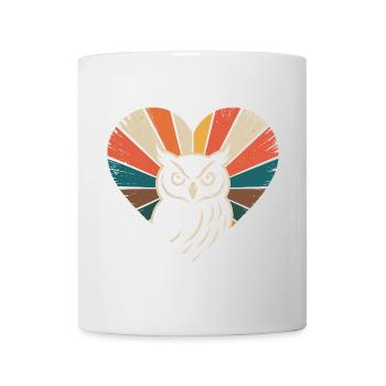 Herz mit Eule im Retro-Stil - Tasse - Weiß - Vorne
