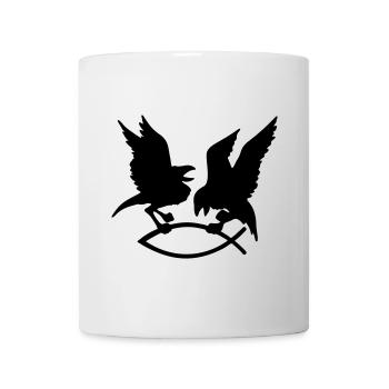 T-Shirt mit Odin's Raben auf den Ärmeln - Tasse - Weiß - Vorne