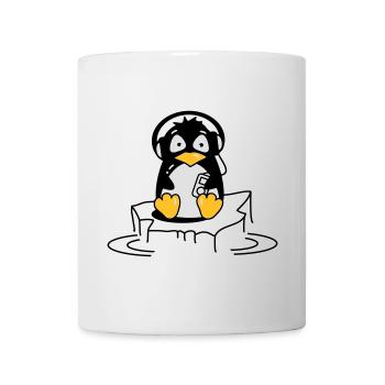 Cooler Pinguin mit Kopfhörern auf Eis - Tasse - Weiß - Vorne