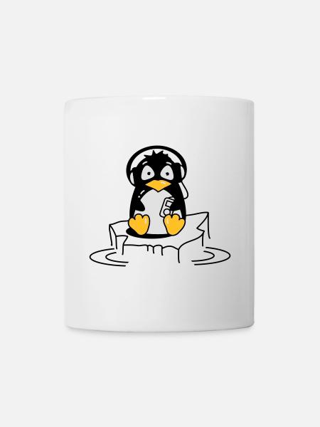 Penguin is listening to music - Mug - white