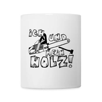 Motorsäge , Kaminholz , Brennholz Holz (25) - Tasse - Weiß - Vorne