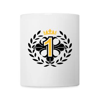 Die Nummer Eins mit Lorbeerkranz und Krone - Tasse - Weiß - Vorne