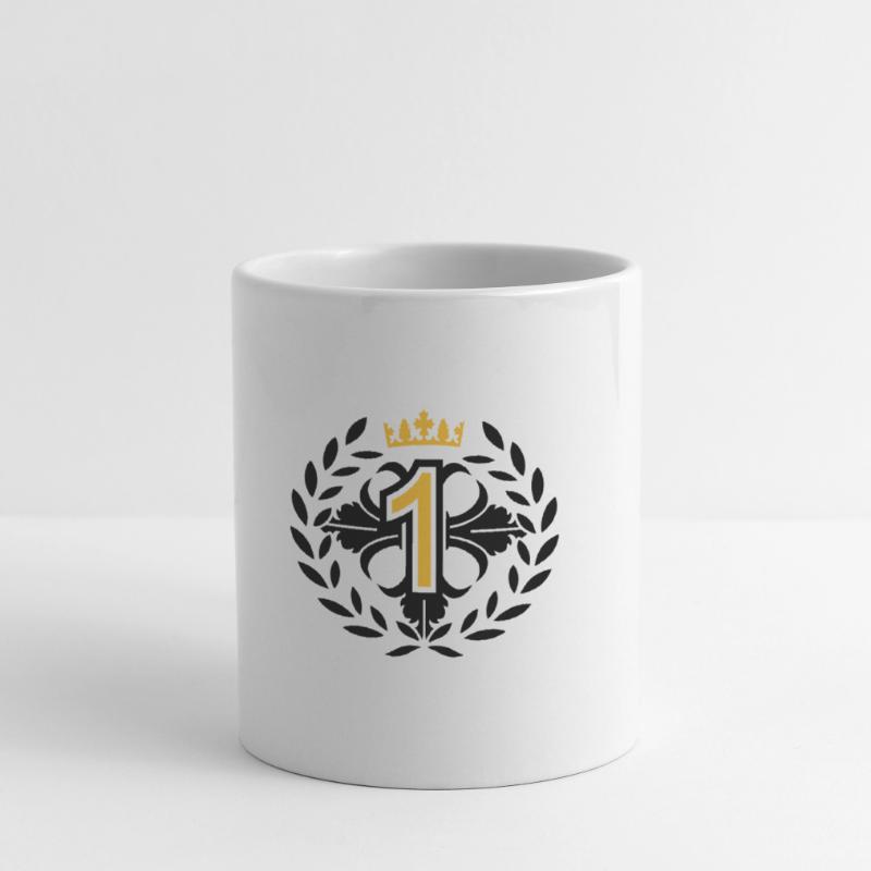 Die Nummer Eins mit Lorbeerkranz und Krone Tasse