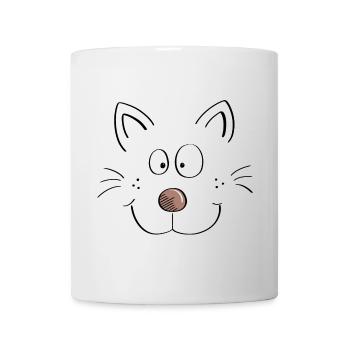 Lustiges Katzen Gesicht - Comic - Katze - Tasse - Weiß - Vorne