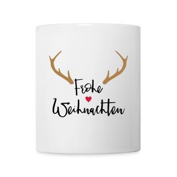 Merry Christmas Antlers Heart Nose Reindeer Moose - Mug - white - Front