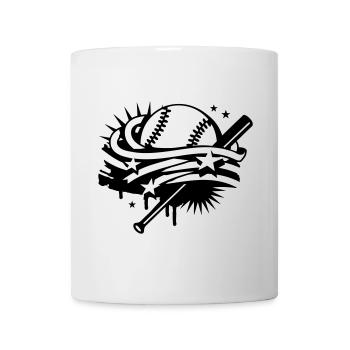 Baseball and a baseball bat with stripes and stars - Mug - white - Front