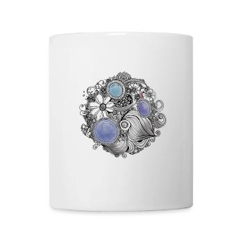 Centaneous flower with blue pearls - Mug - white - Front