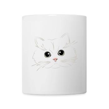 cat Eyes with fluffy face - Tasse - Weiß - Vorne