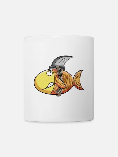 Lustiger Goldfisch I Haifisch I Fisch Fun Geschenk - Tasse - Weiß