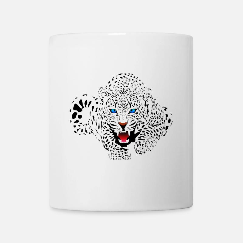 Jaguar aux yeux bleus sur le point d’attaquer - Mug blanc - blanc