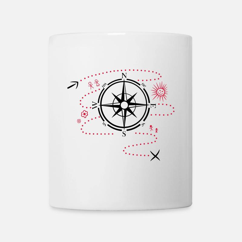 Kompass, Wandern, Wanderkarte, Hiking - Tasse - Weiß