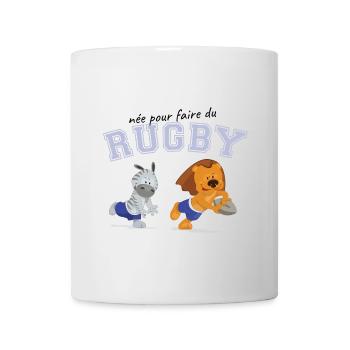 née pour jouer au rugby - Mug blanc - blanc - Devant