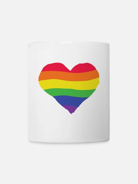 Pride Herz - Regenbogen, Farbe, bunt, lgbtq+ Liebe - Tasse - Weiß