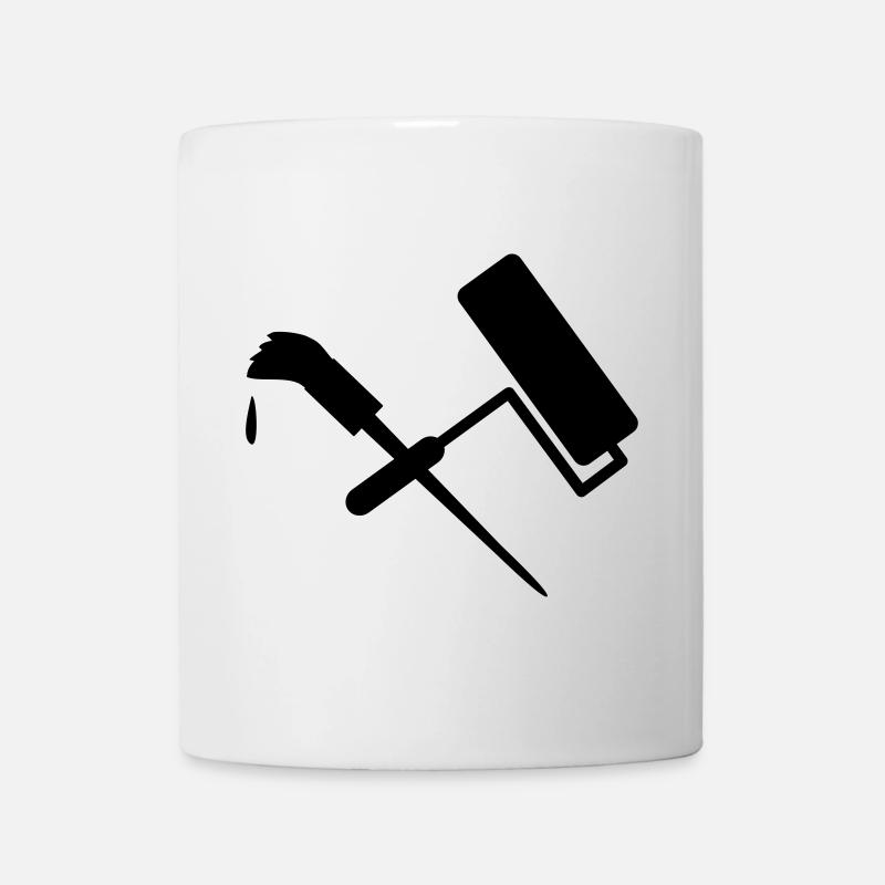 pinsel rolle maler handwerk - Tasse - Weiß