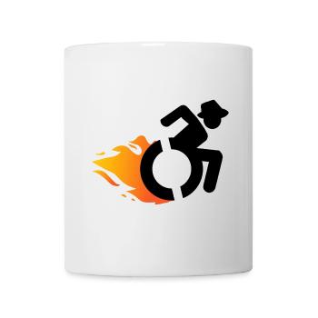 Utilisateur d’un fauteuil roulant avec chapeau et flammes # - Mug blanc - blanc - Devant