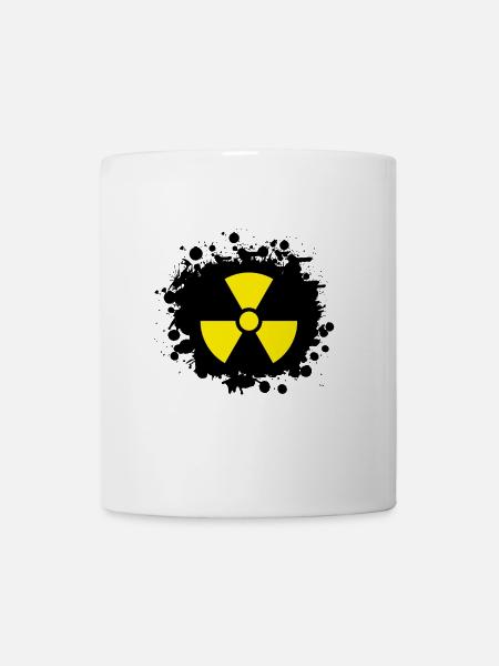 Radioactif jaune / jaune, symbole de la radioactivité - Mug blanc - blanc