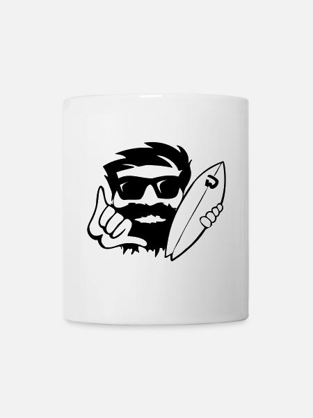 cooler Surfer schwarzweiß Shirt Design - Tasse - Weiß