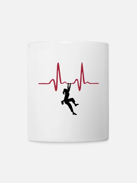 Climbing Woman, Climber & Heartbeat - Mug blanc - blanc