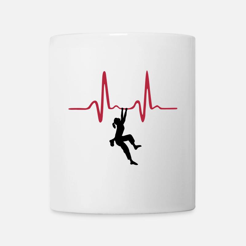 Kletterin und Herzschlag, Klettern - Tasse - Weiß