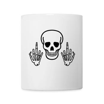Skull & Middle Finger, 2 coloured - Mug blanc - blanc - Devant