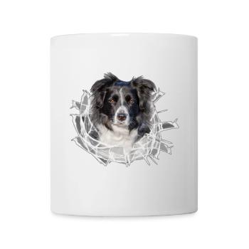 Border Collie im *Glas-Loch* - Tasse - Weiß - Vorne