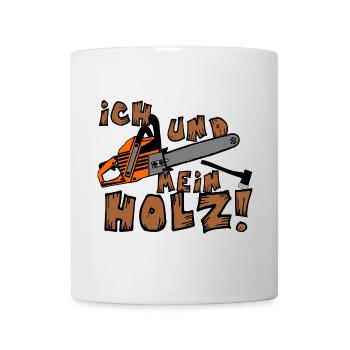 Motorsäge , Kaminholz , Old School Brennholz (25) - Tasse - Weiß - Vorne