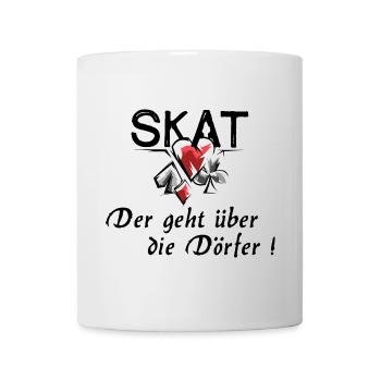 Skat lustige Sprüche Spielfarben Spielblatt Logo - Tasse - Weiß - Vorne