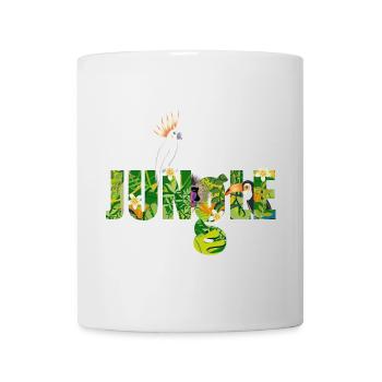 Jungle typography with cockatoo, toucan & monkey - Mug - white - Front