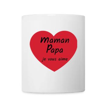 Maman Papa je vous aime coeur (noir) - Mug blanc - blanc - Devant