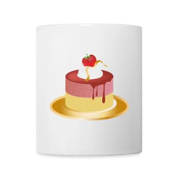 petite tartelette aux fraises crème et feuille d'or - Mug blanc - blanc - Devant