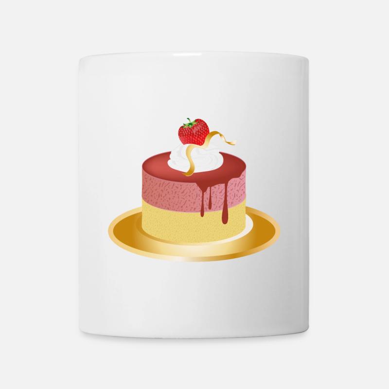 kleines Erdbeeren Törtchen mit Sahne und Blattgold - Tasse - Weiß