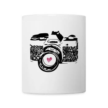 Black camera with flowers - Mug - white - Front